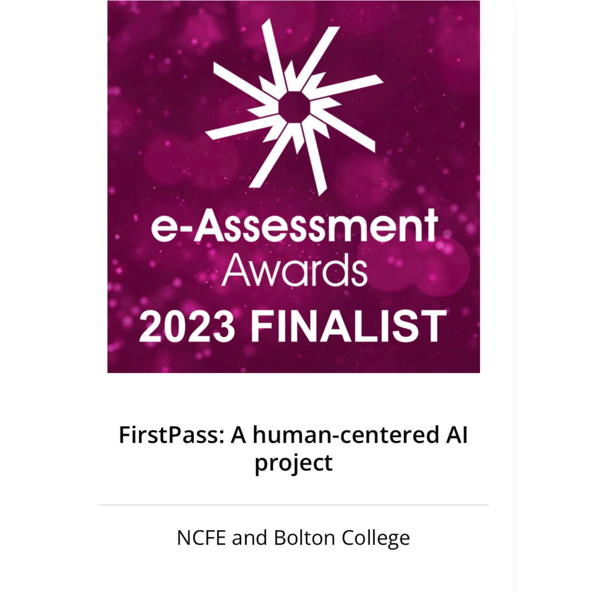 NCFE and Bolton College shortlisted for e-Assessment Award