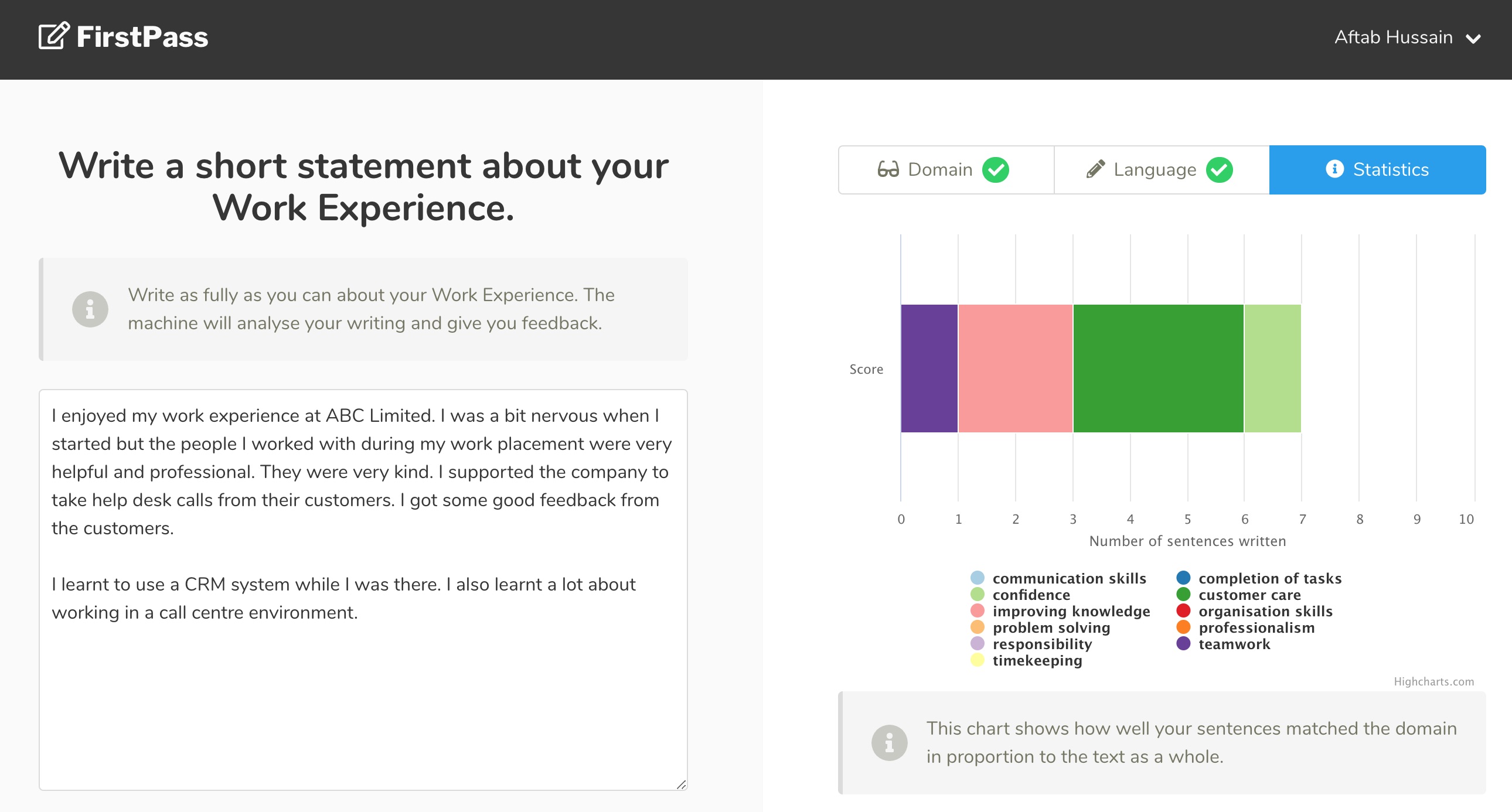 this is an example of a feedback screen